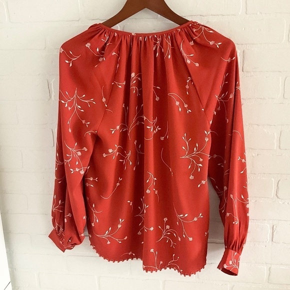 REVOLVE x Joie Allea Blouse Peasant Orange Cinnamon/Cream As seen on TV Sz S - Picture 15 of 16